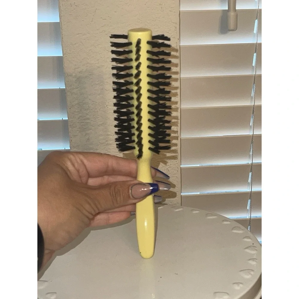 Vintage‎ Avon Full Round Brush Yellow Black Bristles 1970-80's