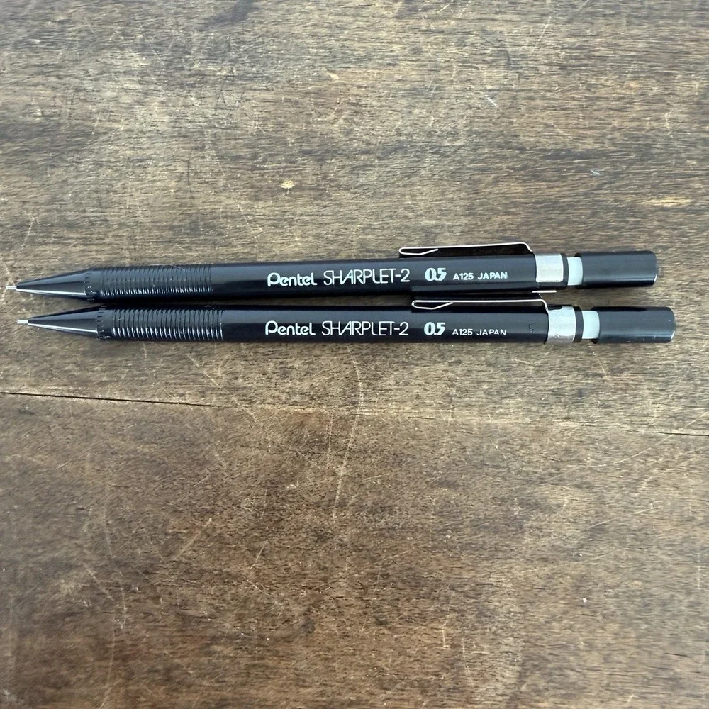 Lot 2 Pentel Sharplet-2 A125 0.5mm Mechanical Pencils Japan Vintage Black‎
