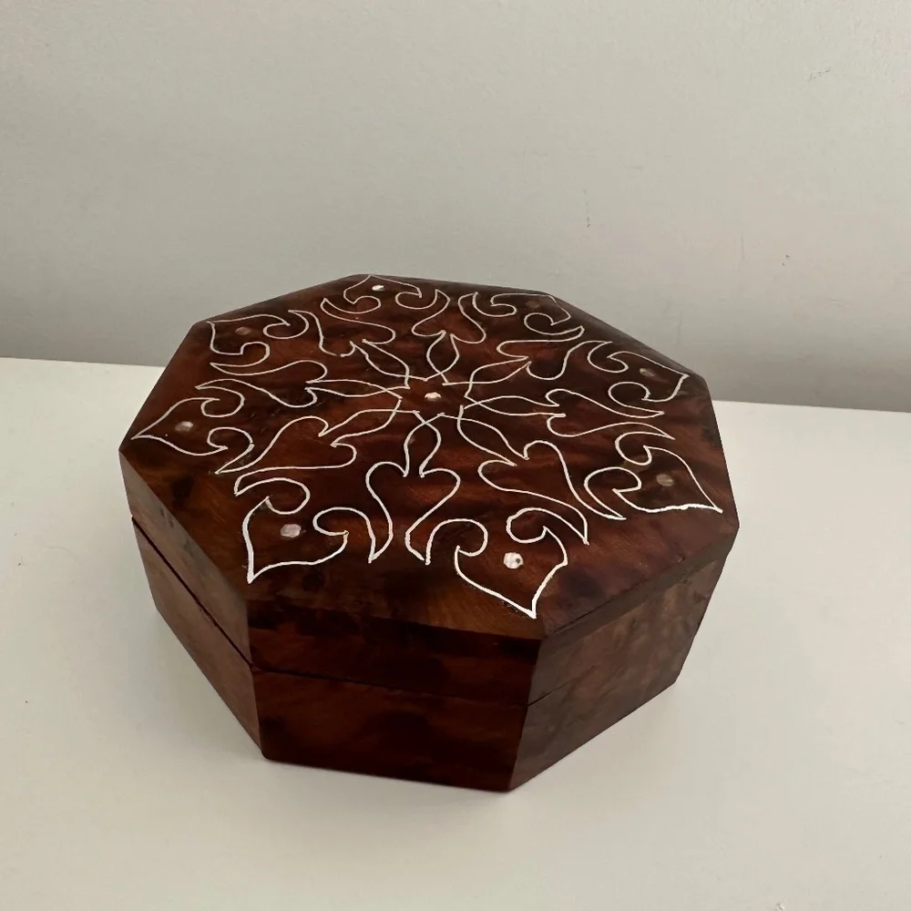 Burr Walnut Hexagon Jewelry Box burr walnut