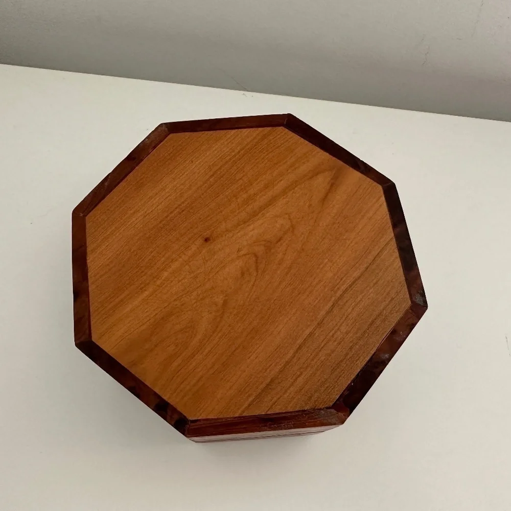 Burr Walnut Hexagon Jewelry Box burr walnut