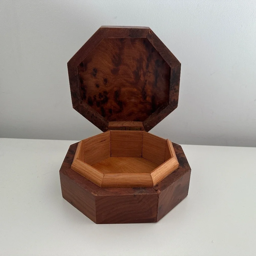 Burr Walnut Hexagon Jewelry Box burr walnut