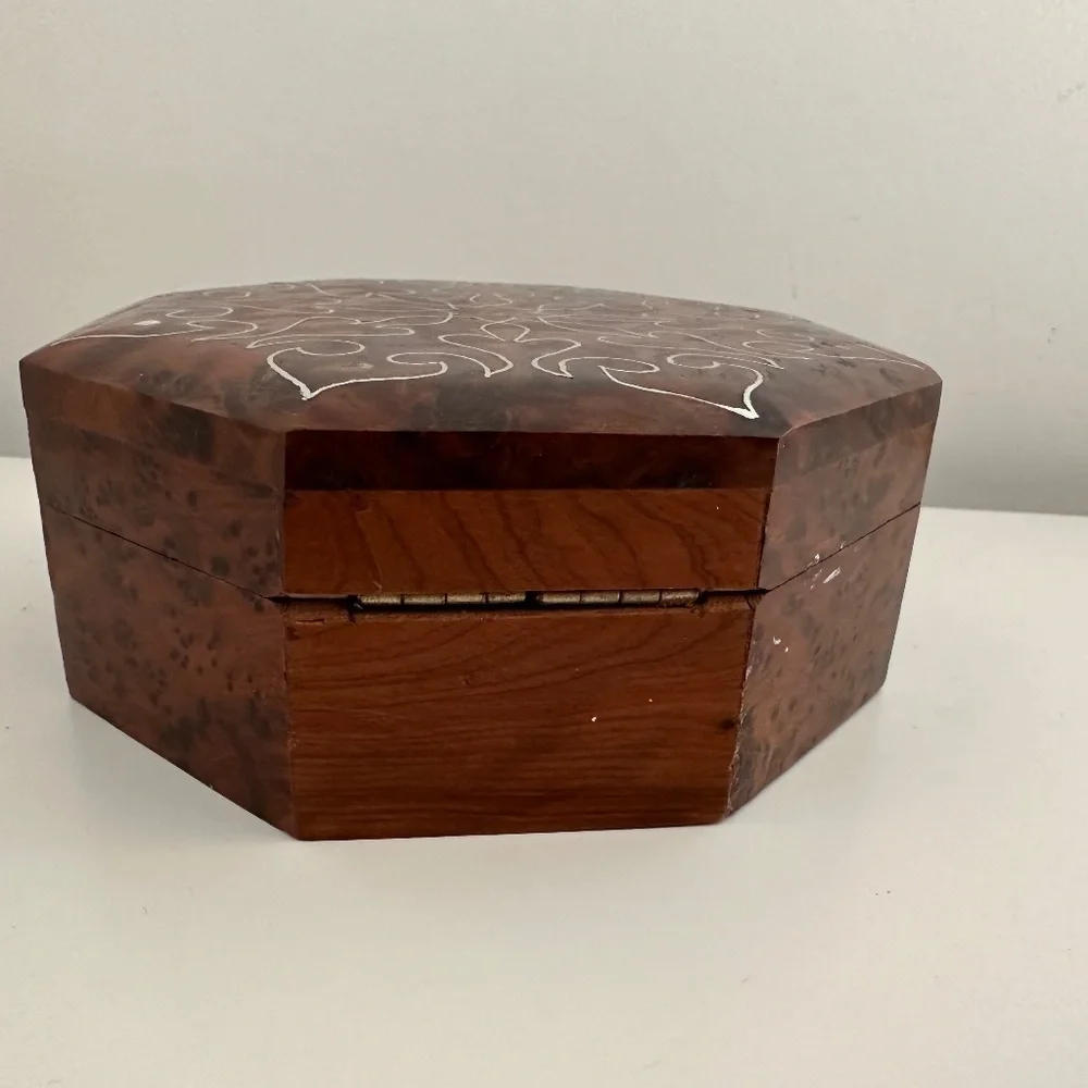 Burr Walnut Hexagon Jewelry Box burr walnut