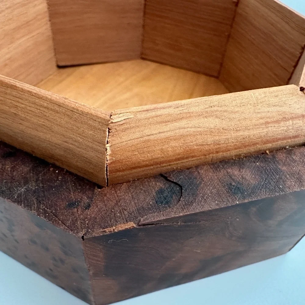Burr Walnut Hexagon Jewelry Box burr walnut