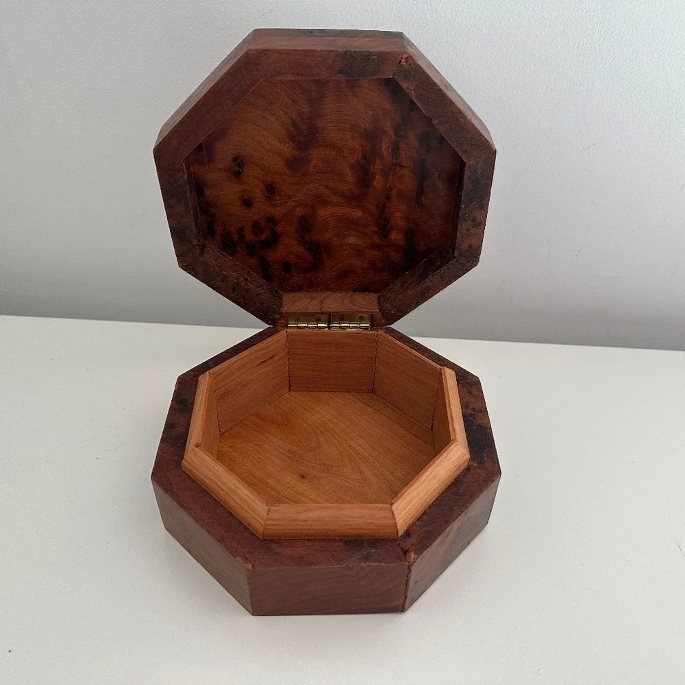 Burr Walnut Hexagon Jewelry Box burr walnut