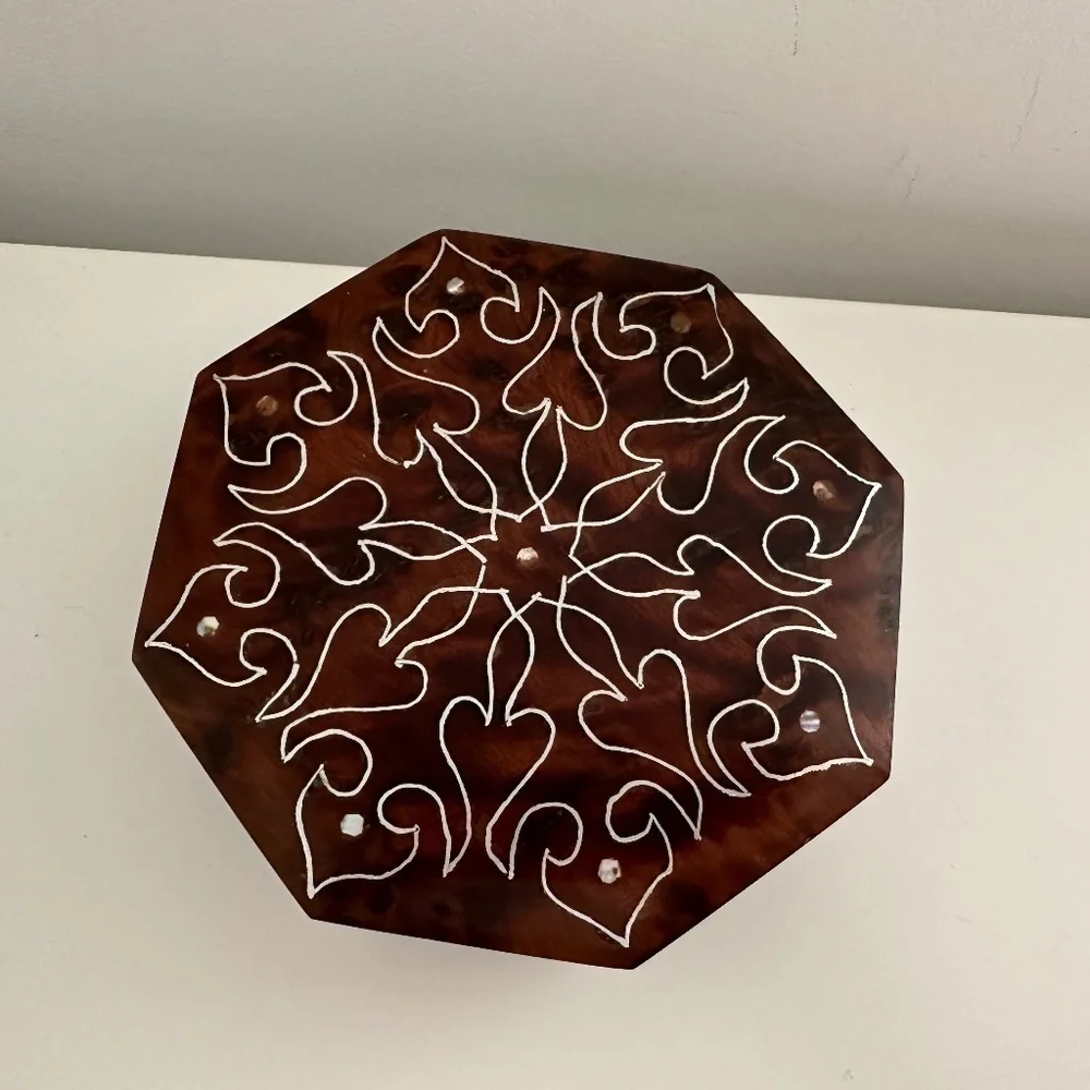 Burr Walnut Hexagon Jewelry Box burr walnut