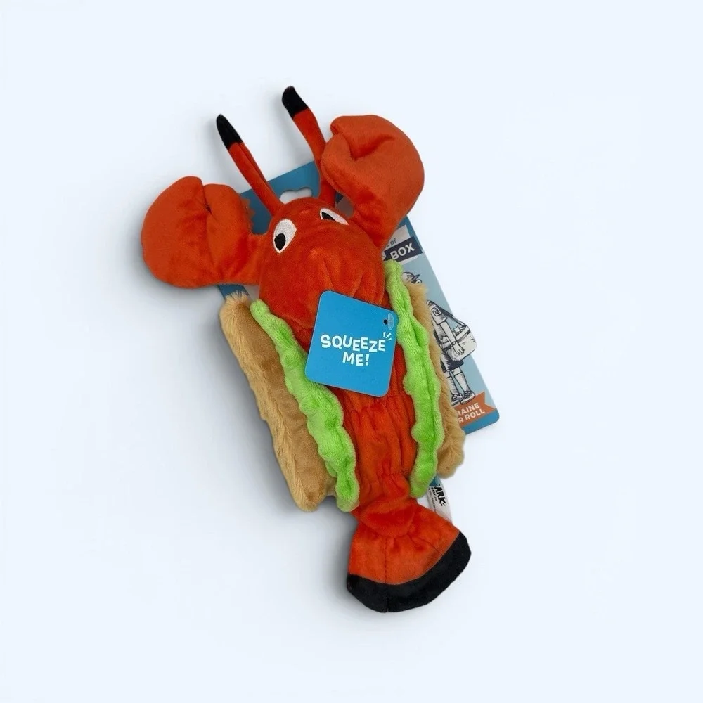 BARK BOX‎ Lobster Roll Dog Toy SQUEAKY CRAZY CRINKLE PLUSH NEW!!
