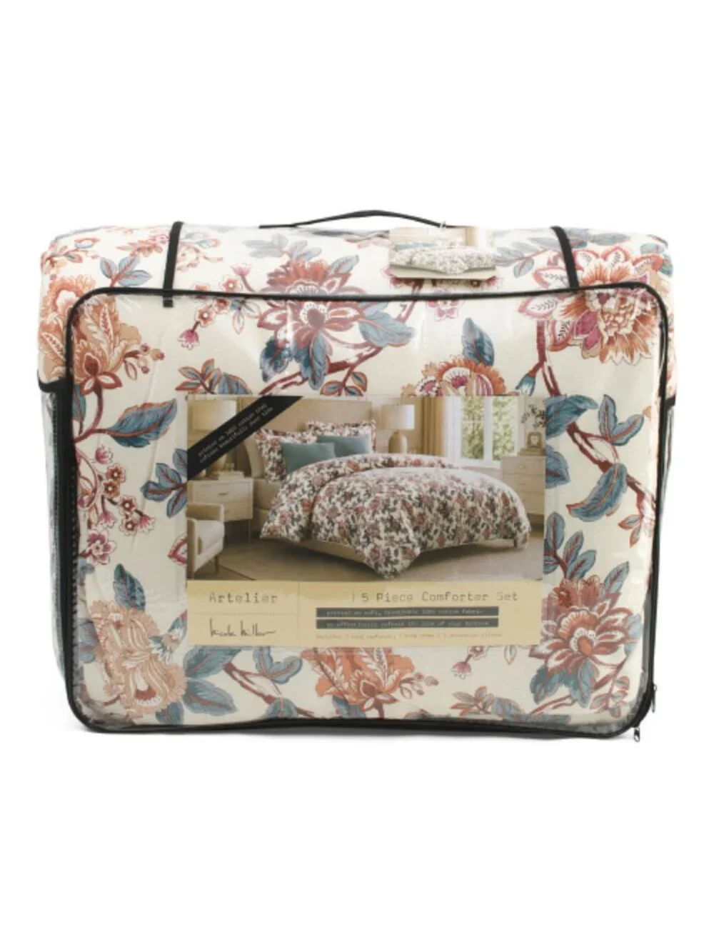 NICOLE MILLER 5pc Cotton Percale Floral Comforter Set