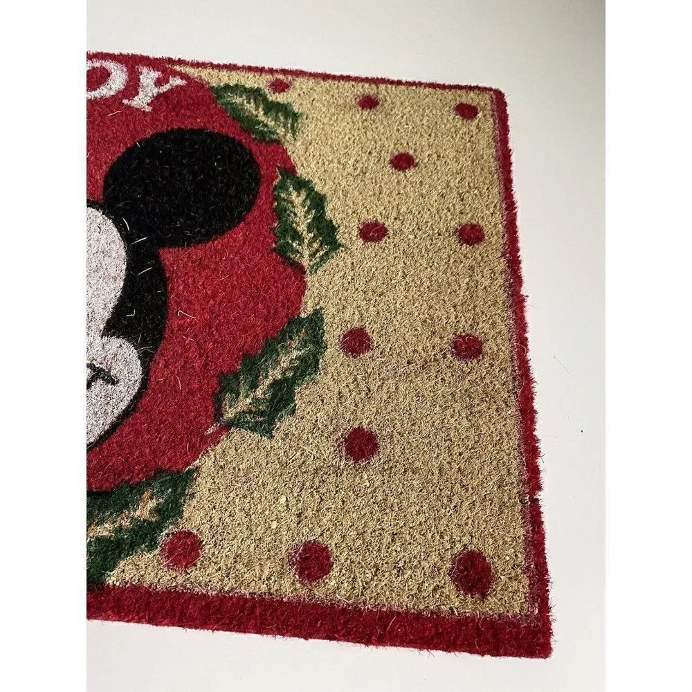 Disney Mickey Mouse Mistletoe Christmas Holiday Coir Door Mat 18x28” Outdoor NEW