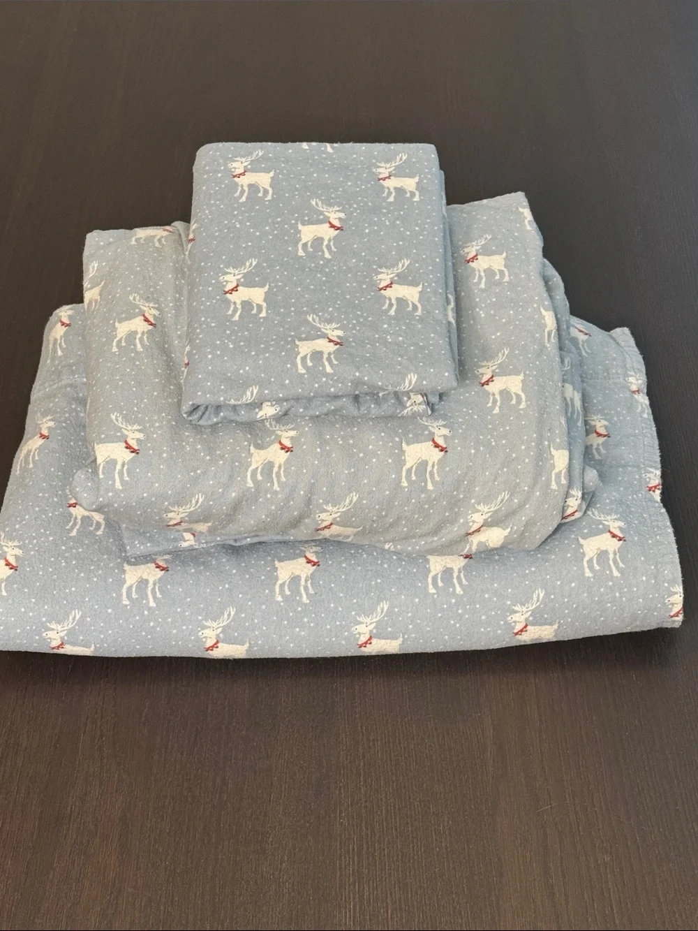 Wondershop Light Blue Reindeer Print 3-Piece Flannel Sheet Set