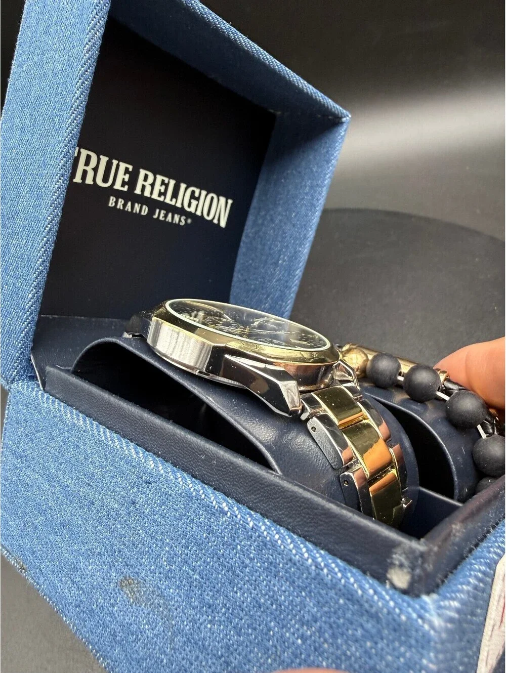 True Religion analog dial braided