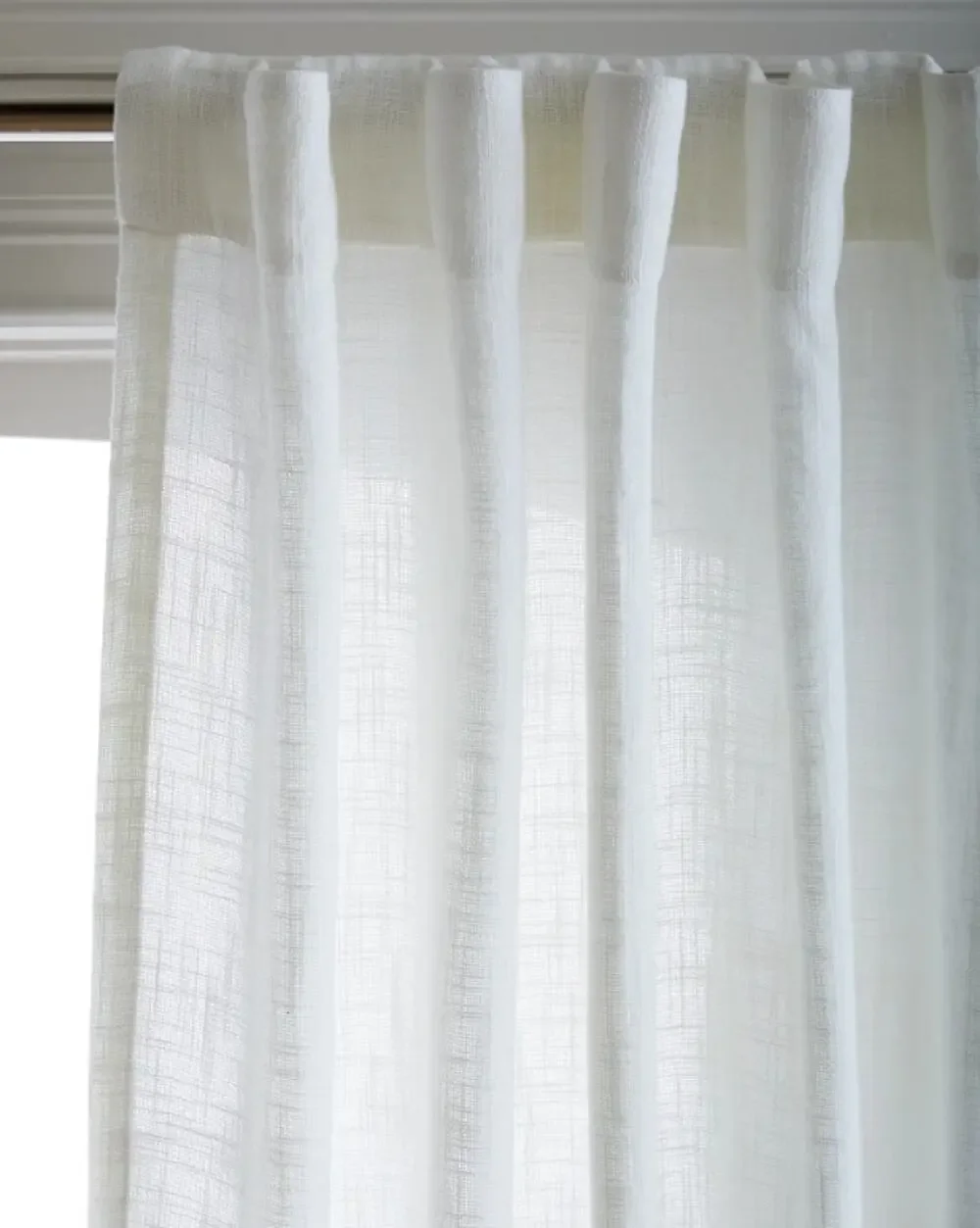Quince WHITE Cotton Semi-Sheer 2 Panel Curtains Set 48