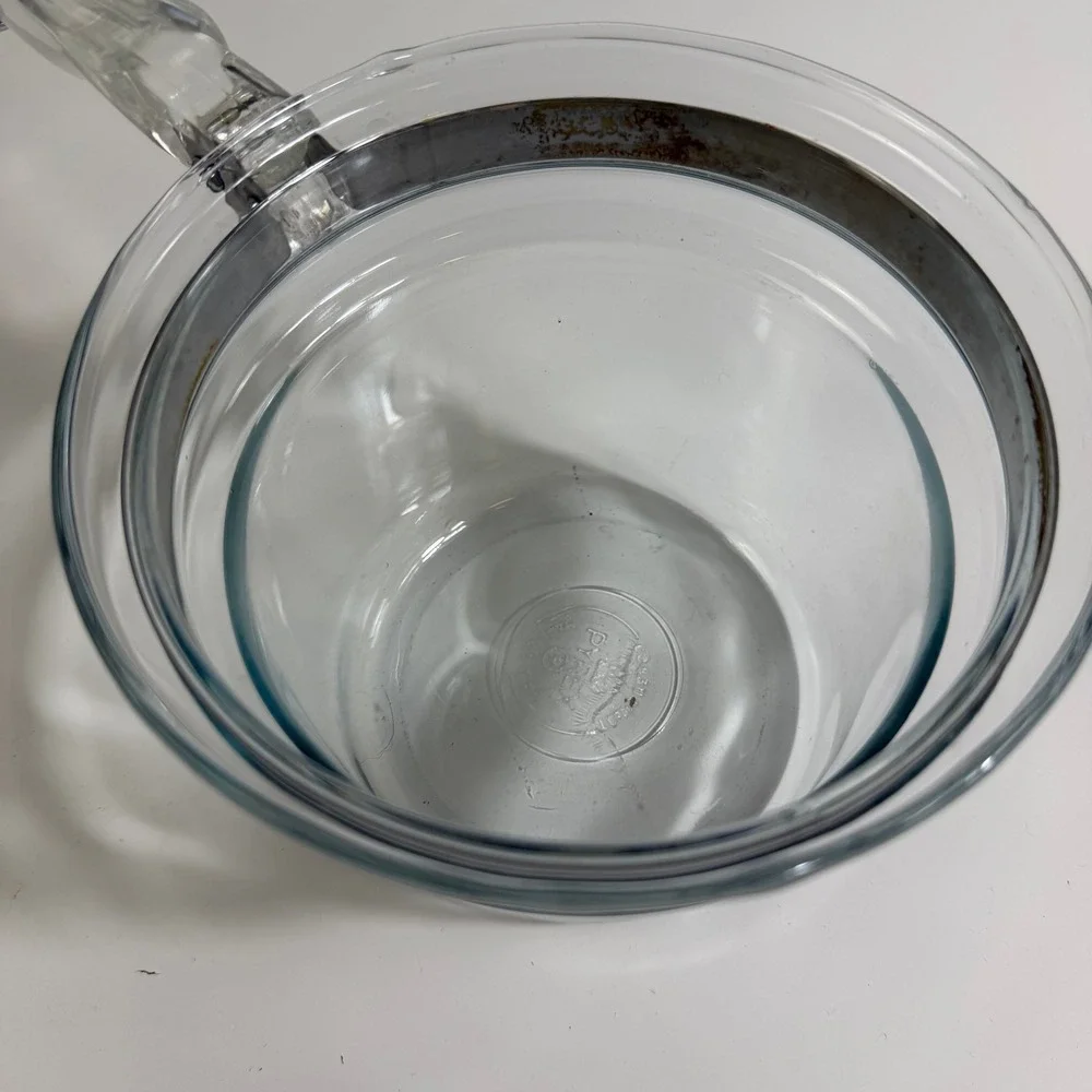 Vintage Pyrex Flameware Clear Glass Double Boiler 1.5 Qt 6283 with Lid