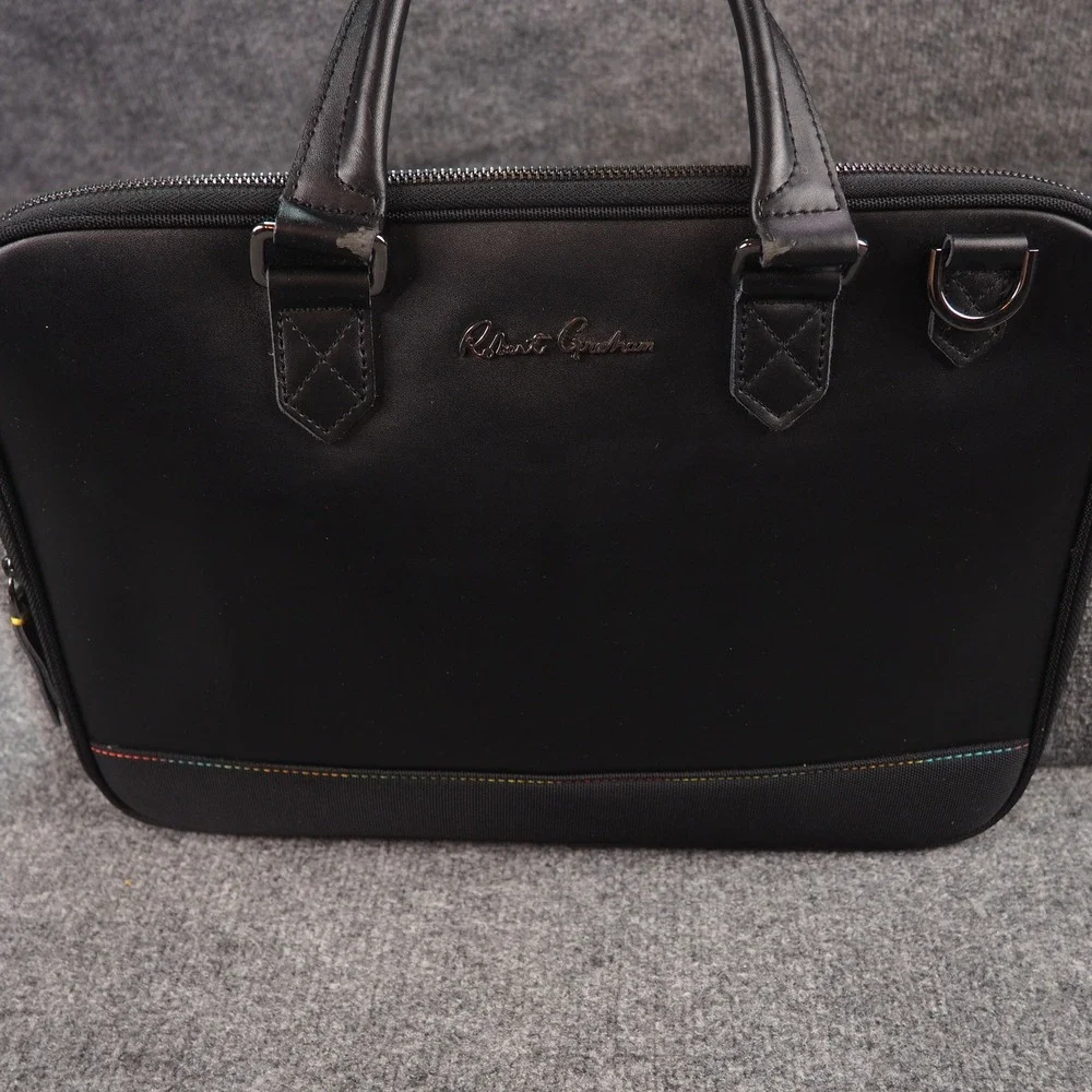 Robert Graham Mens Black Slim Briefcase Laptop Bag Professional Office 7297
