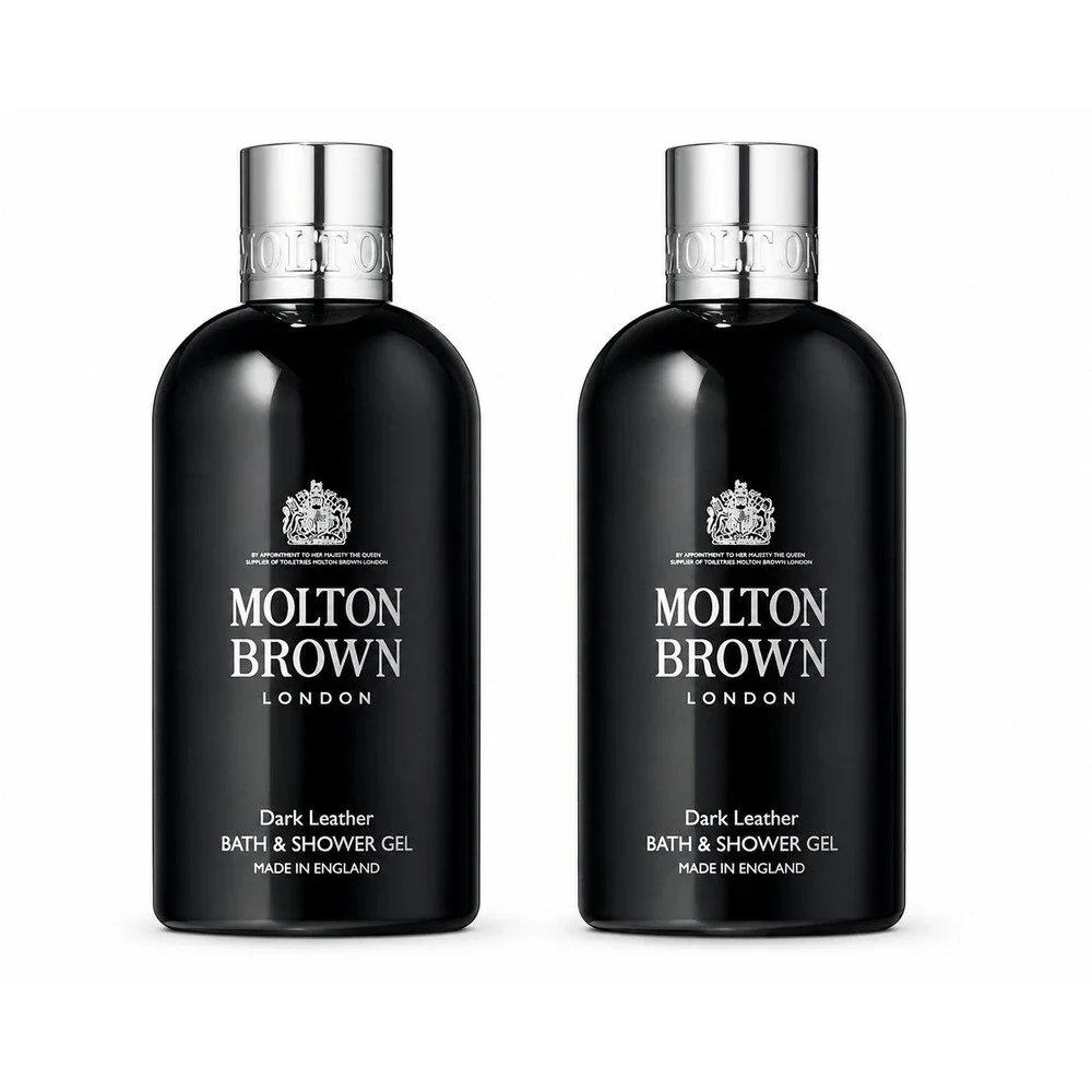 Molton Brown Dark Leather Bath & Shower Gel 10 oz 300ml 2 Pack NEW