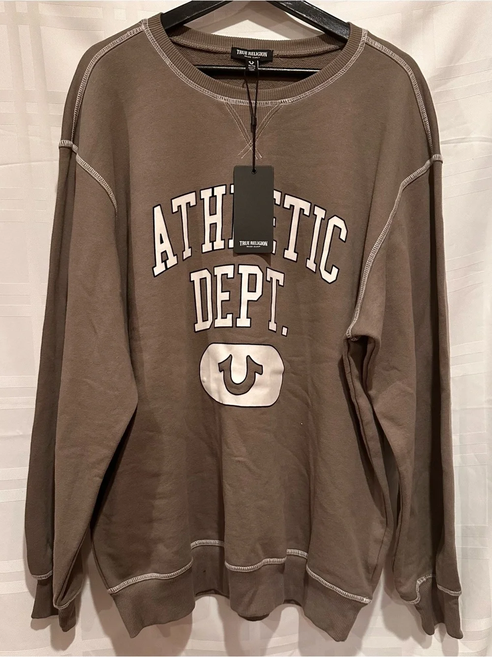 True Religion Crewneck Sweatshirt in Brown with White Logo