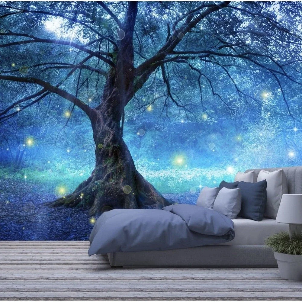 Fantasy Wall Mural Fairy Tree Mystic Forest Photo Wallpaper 108x75 Blue Decor