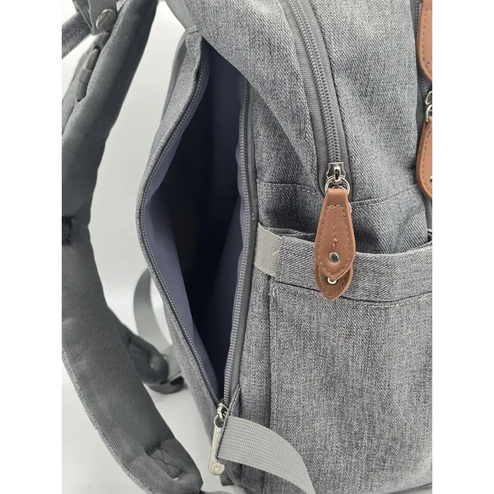 Dikaslon Diaper Bag Backpack Gray Large Baby Travel Bag Stroller Straps
