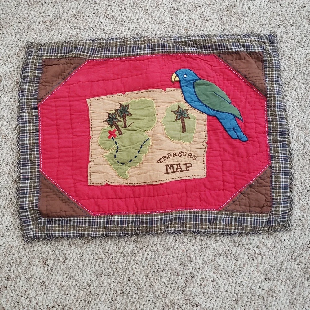 Vintage The Company Store Company Kids Treasure‎ Map Pillow Sham Standard Parrot