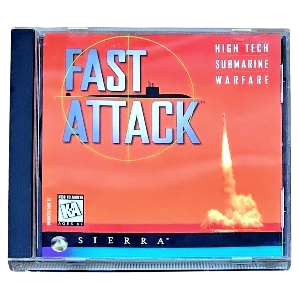 Sierra Fast Attack PC Game MS-DOS‎ CD-ROM Submarine Simulator S688145 EUC