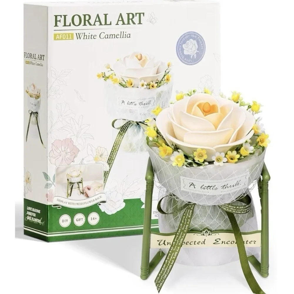 ROBOTIME 3D Plastic Flower Puzzle Camellia Flowers‎ DIY Model Kits Women