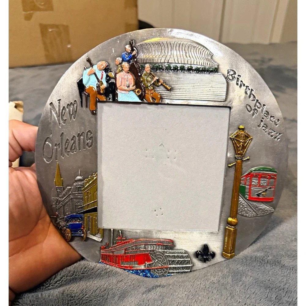 New Orleans Birthplace of Jazz Metal Picture Frame Souvenir NOLA 3x3 925MUS