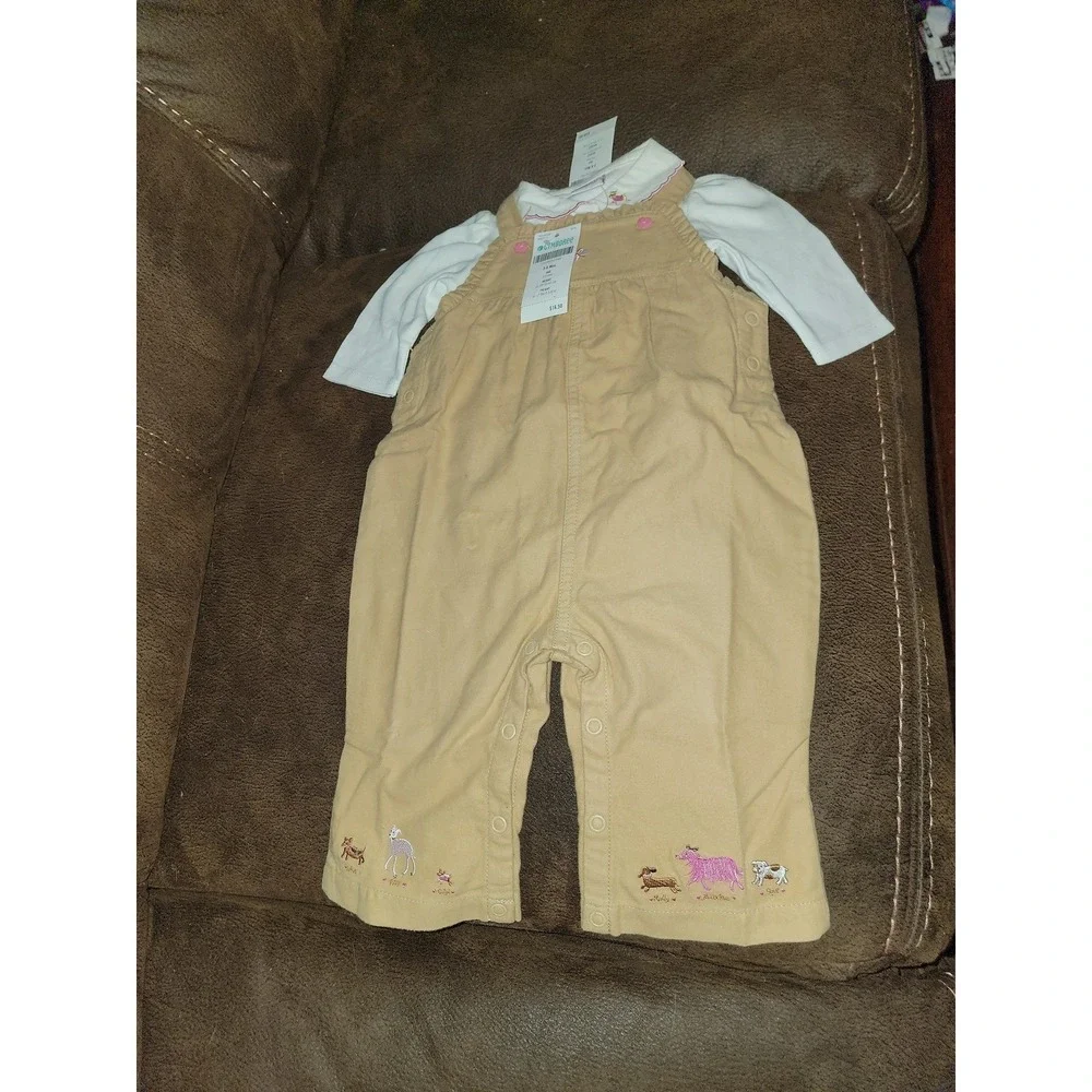 Gymboree vintage puppy love bodysuit and overalls size 3 6 months nwt‎