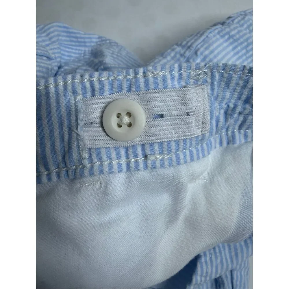 Gymboree Girls Seersucker Shorts Size 10 Blue White Stripe Cotton Summer Preppy