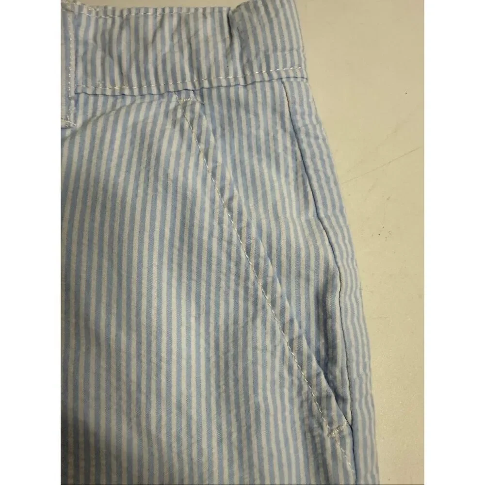 Gymboree Girls Seersucker Shorts Size 10 Blue White Stripe Cotton Summer Preppy