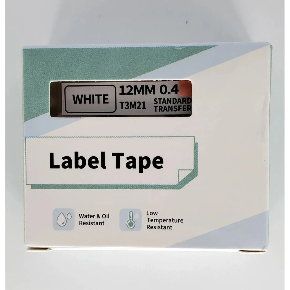 6 Ct. Label Tape T3M21 Black on White 12MM .047 for Brother P-Touch Label Maker‎