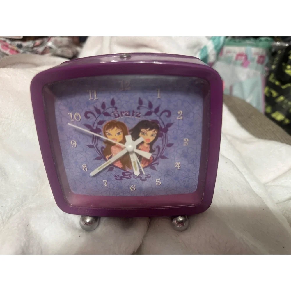 Rare Bratz Vintage Alarm Clock Purple Retro TV Style Analog‎ Y2K Room Decor Kids
