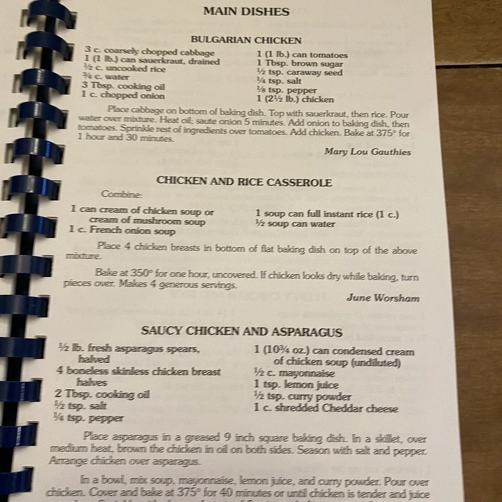 Cookbook Committee treasured recipes