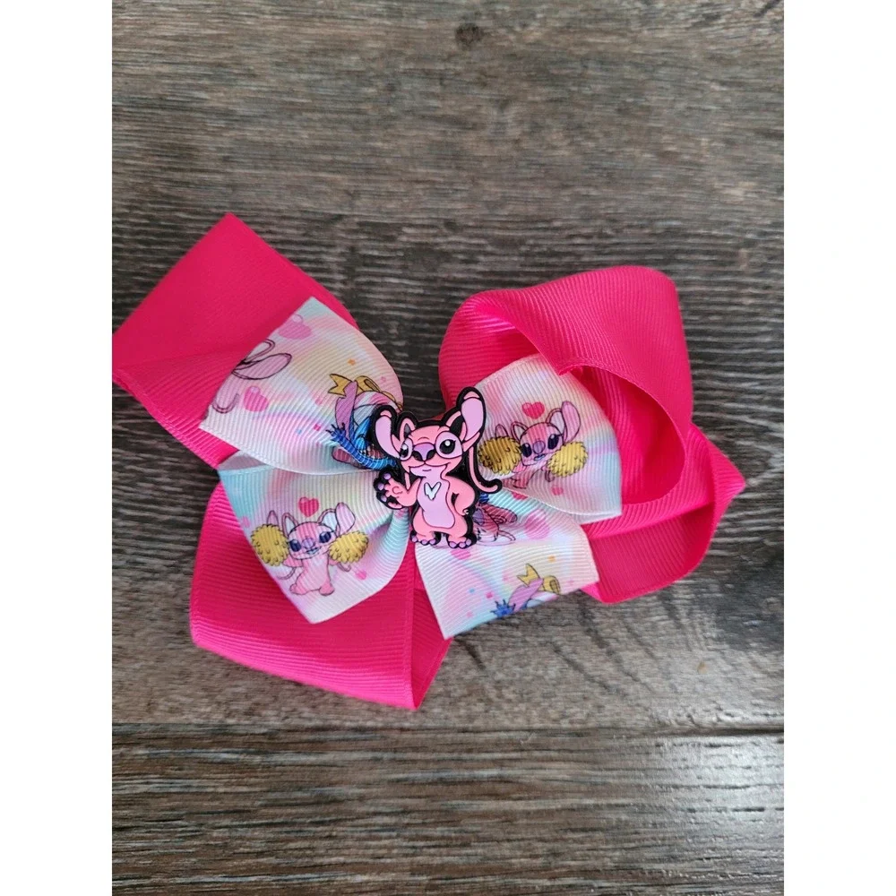 Disney Angel Lilo and Stitch Hot Pink Boutique Hair Bow Alligator Clip NEW 4
