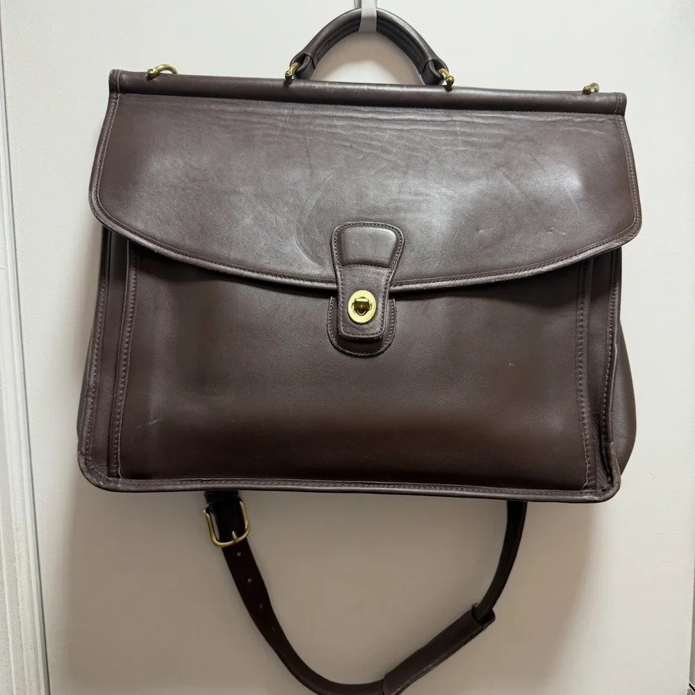 Vintage Coach Beekman Briefcase Shoulder Bag 5266 USA Dark Brown Leather
