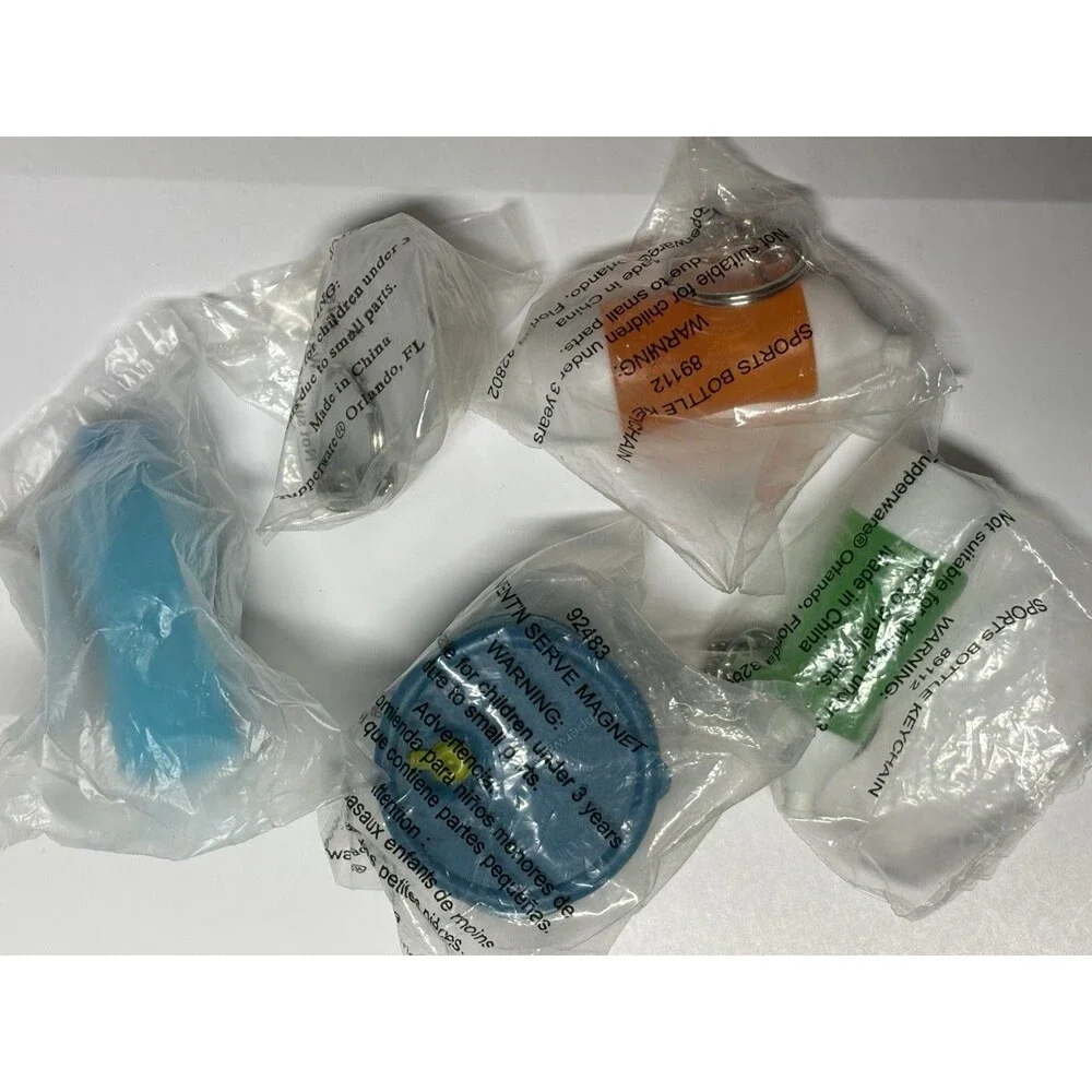 Tupperware Keychain Magnet Lot of 5 NEW Sports Bottle Fridge Bottle Prism NIP