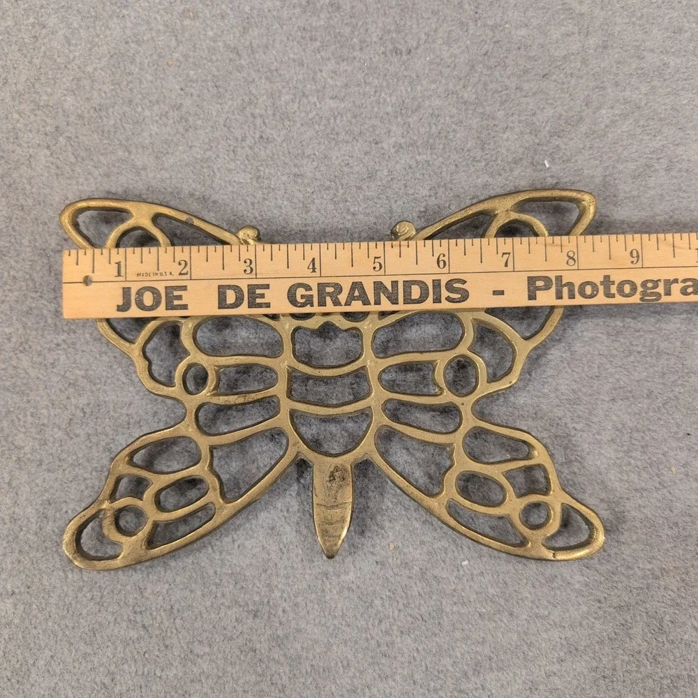 Vintage Solid Brass Butterfly Trivet Decorative Wall Hanging‎ Gold Tone NA311