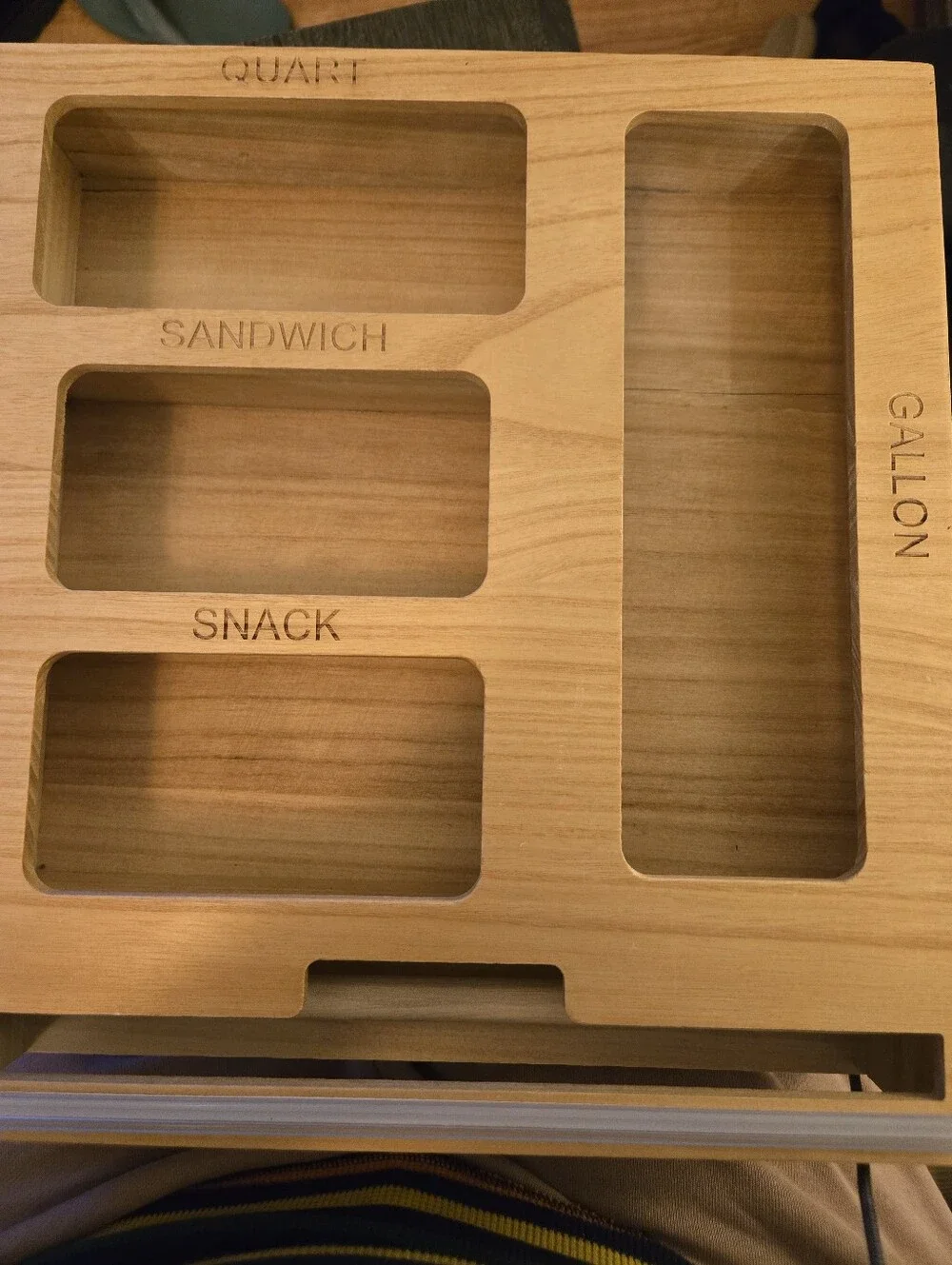 Wooden Baggie Organizer - Natural Bamboo Finish