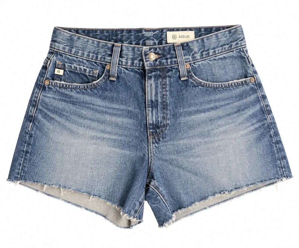AGOLDE Parker High Rise Relaxed Cutoff Denim Shorts Blue Size 25