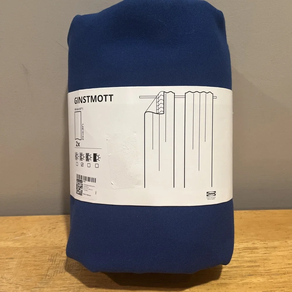 IKEA GINSTMOTT Light Filtering Curtains Dark‎ Blue 57x84