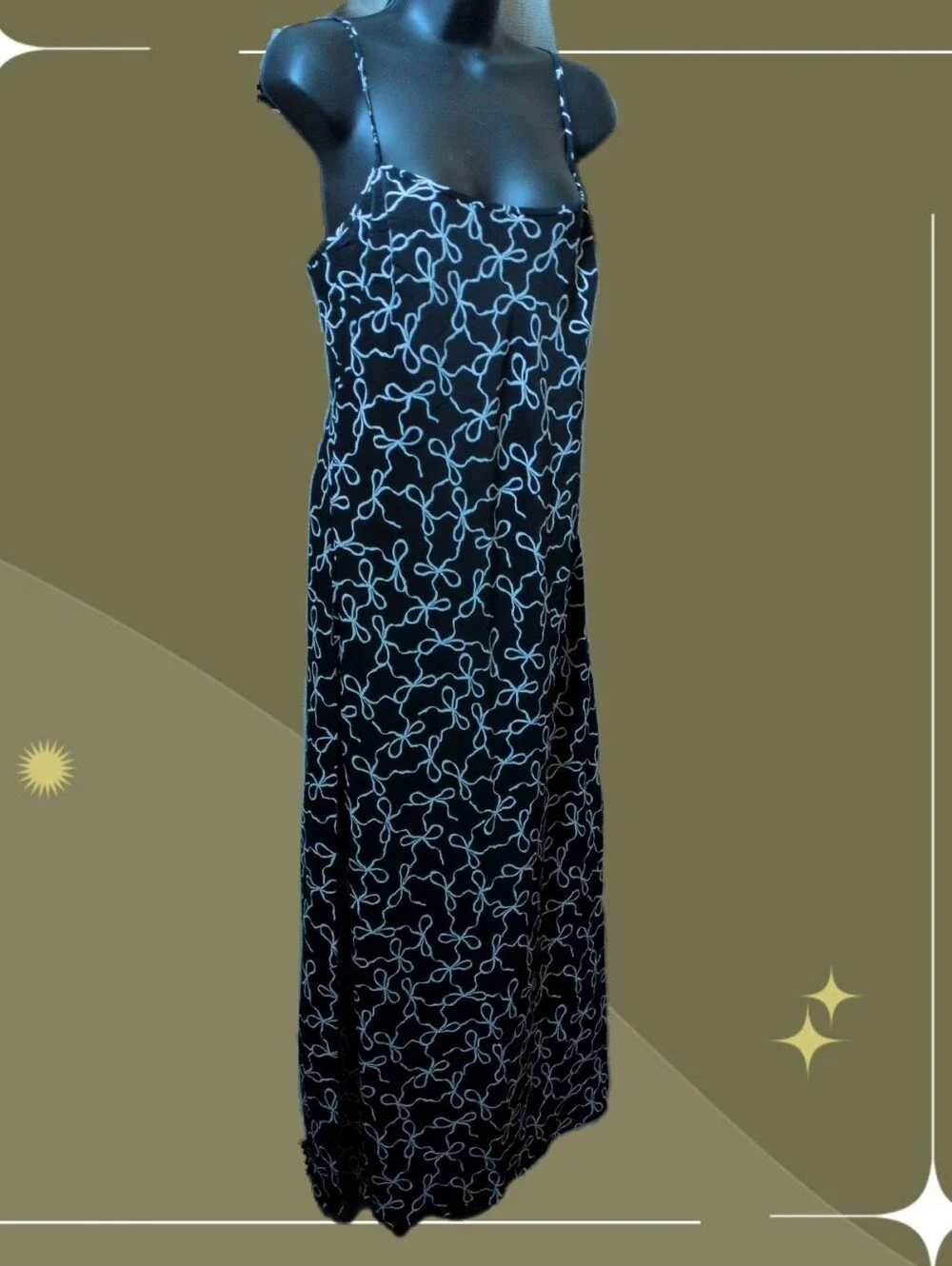 ✨ Nwt Abercrombie Slip Maxi Dress In White And Black Ribbon Size M