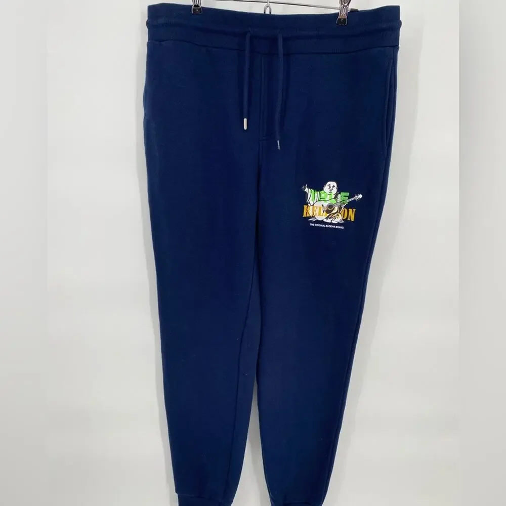 True‎ Religion Men’s Jogging Pants Comfy Athleisure Streetwear Navy Large