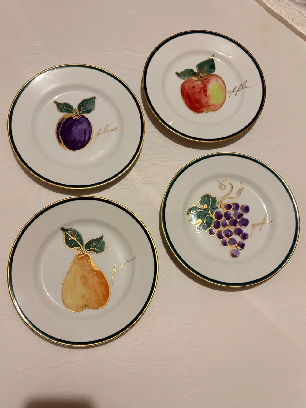 Crate and Barrel Fruit Themed Dessert Plates