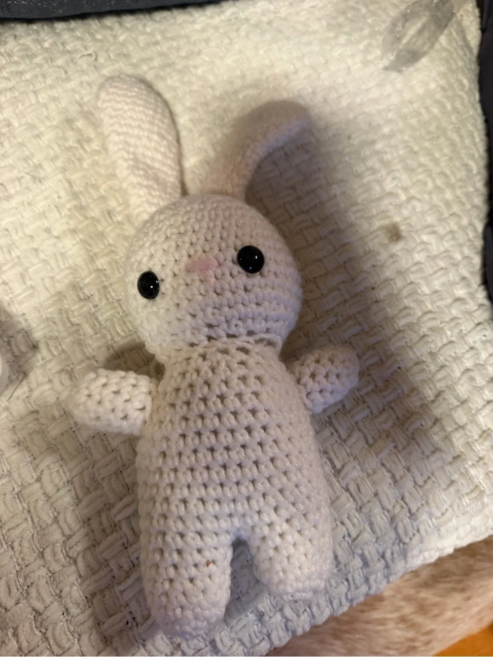 Handmade Cream Crochet Bunny Plush Toy - Small Pets