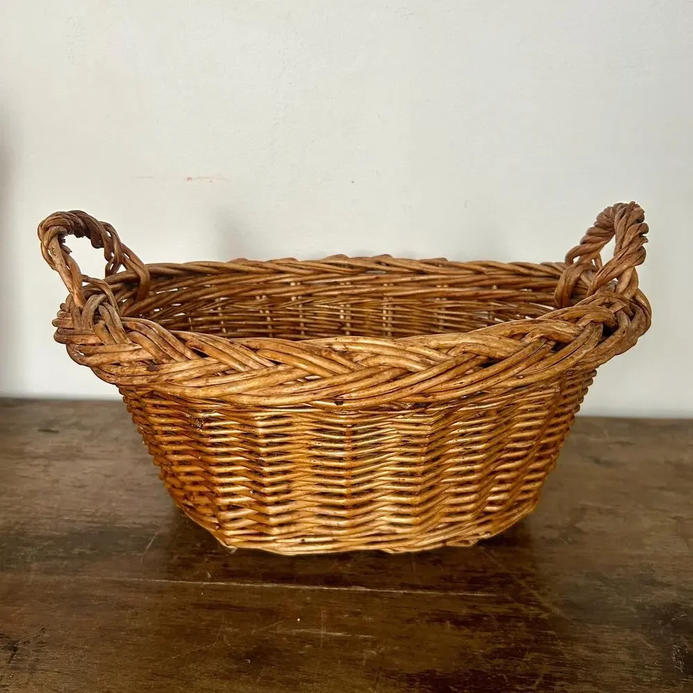 Vintage Wicker Handled Basket | Shabby Chic | Cottagecore | Farmhouse