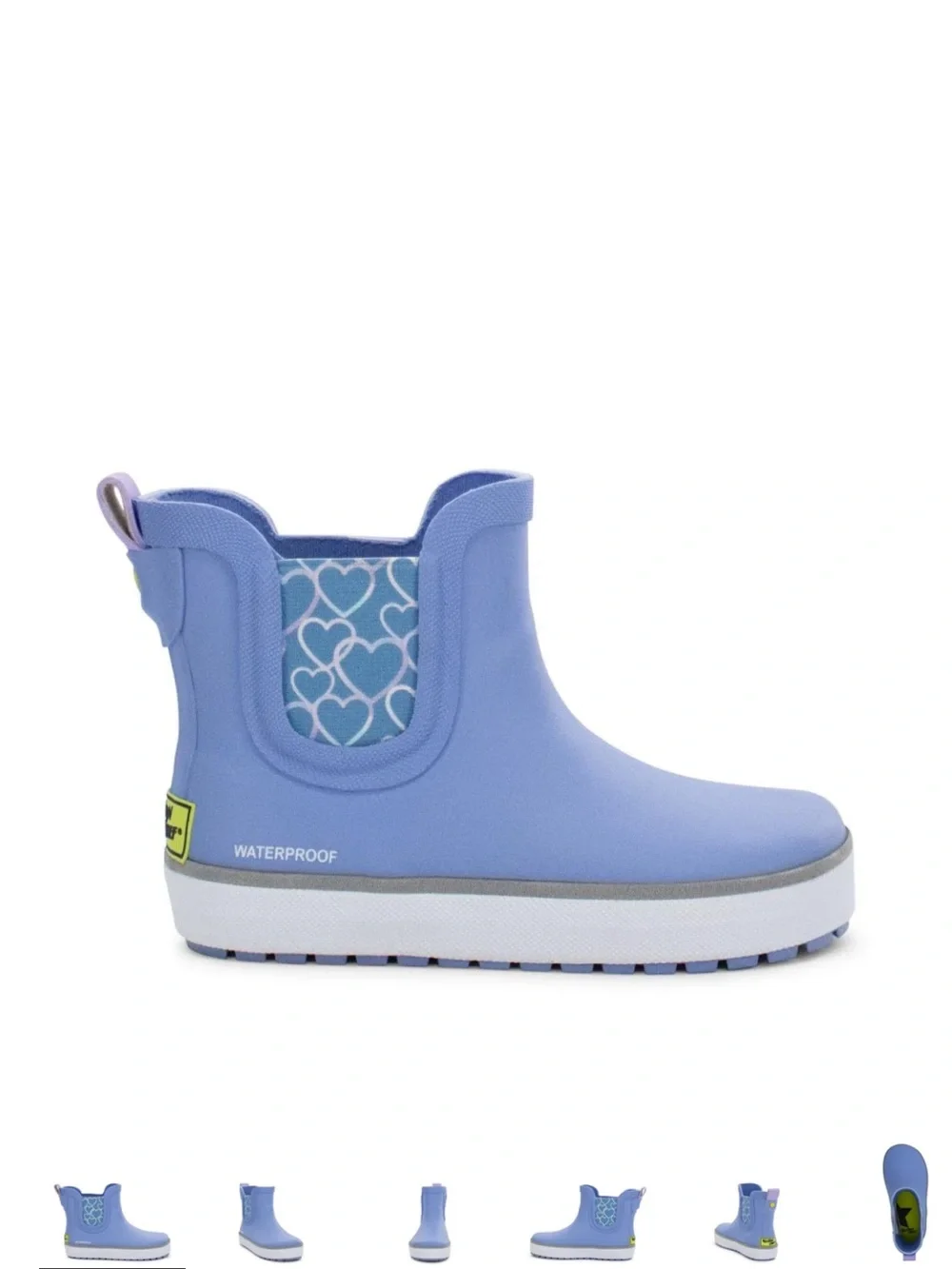 Western Chief Kids' Lavender Chelsea Rain Boots with Heart Panel Periwinkle