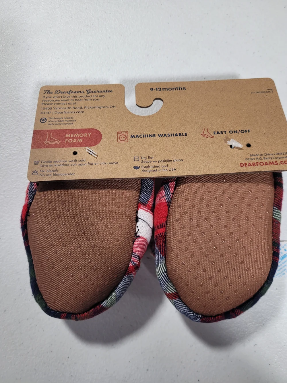 Dearfoams Baby Plaid Memory Foam Crib Shoes - Red/Navy