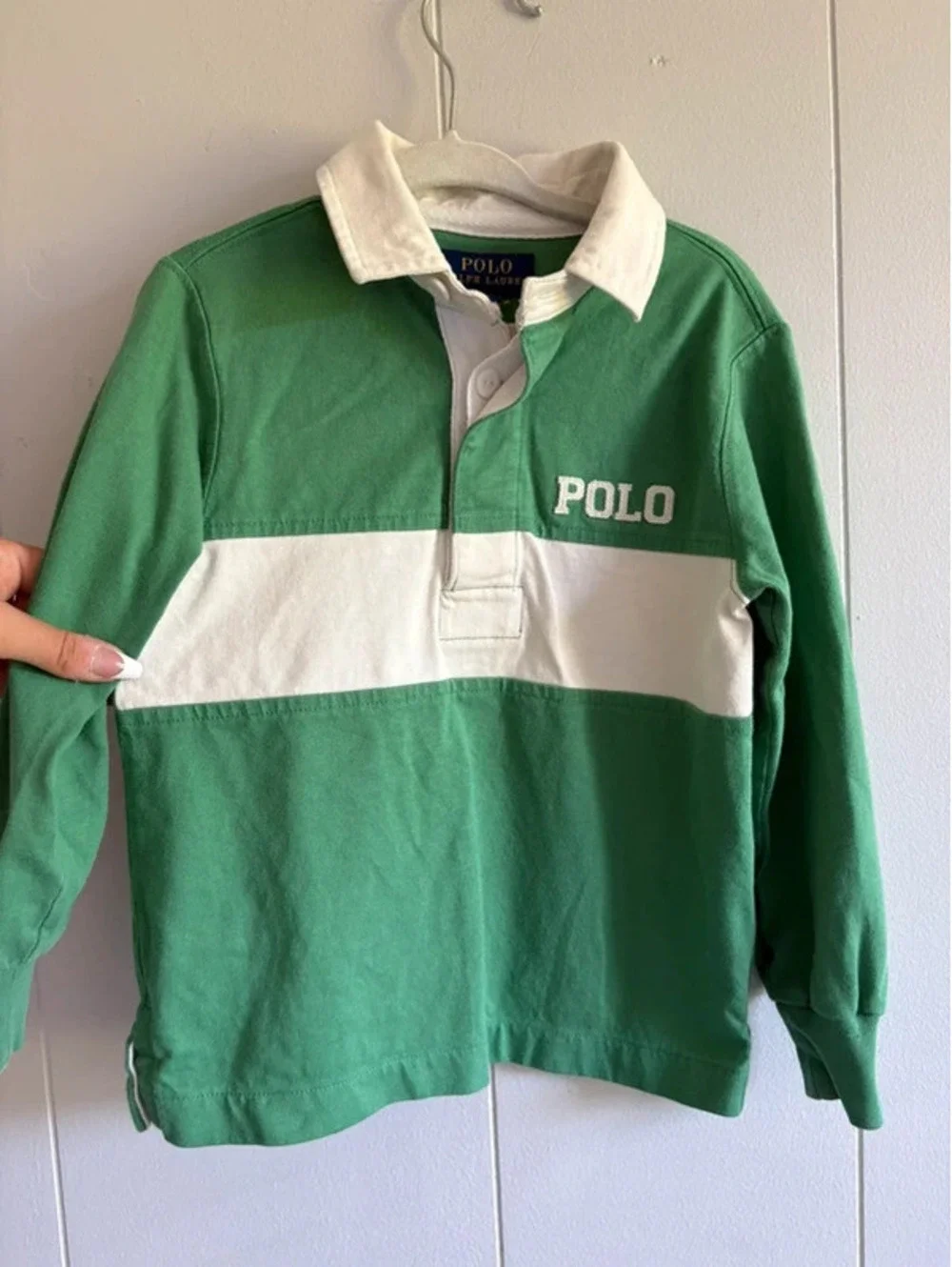 Boys Green Polo Ralph Lauren Long Sleeve Polo Shirt