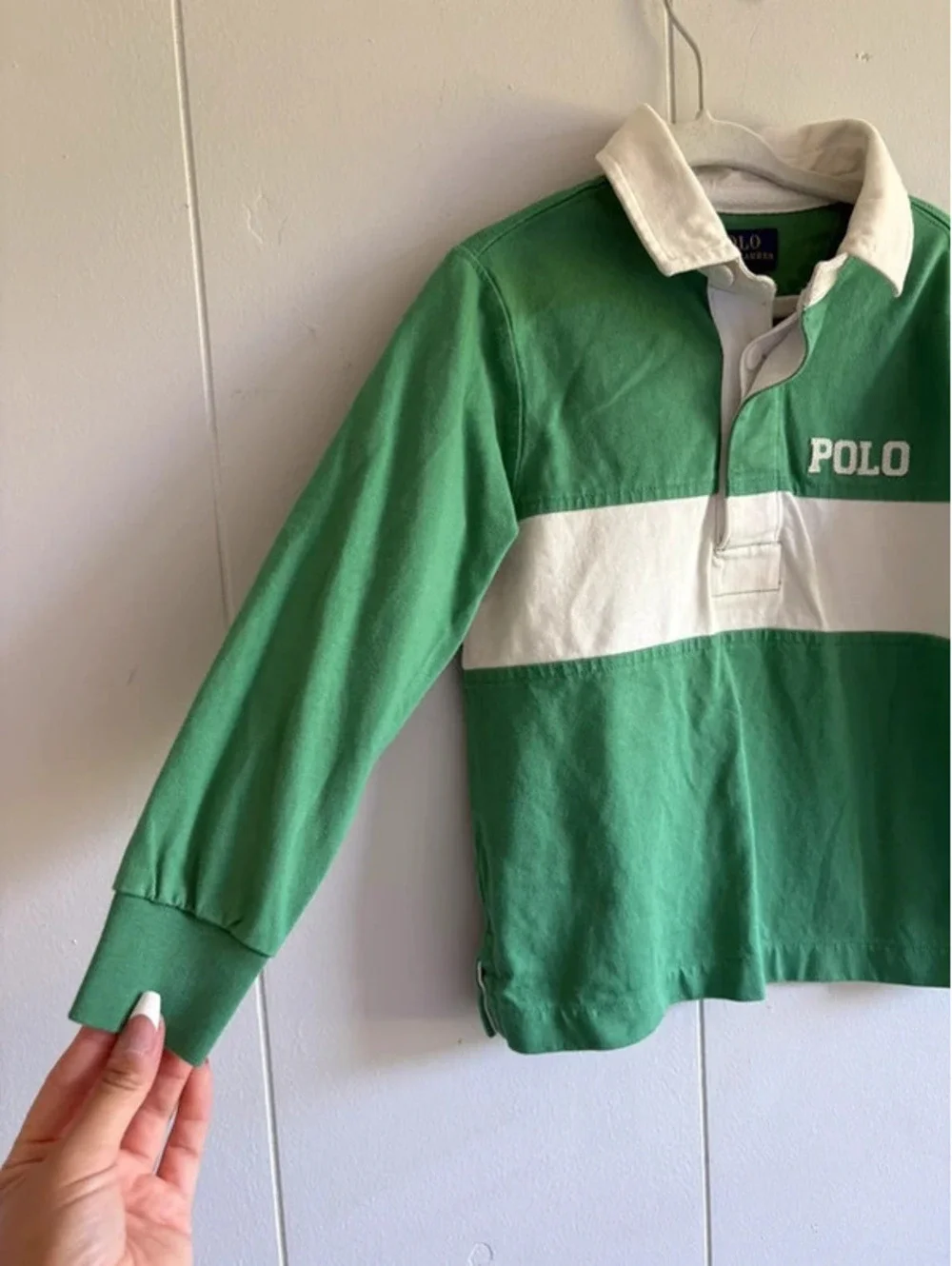Boys Green Polo Ralph Lauren Long Sleeve Polo Shirt