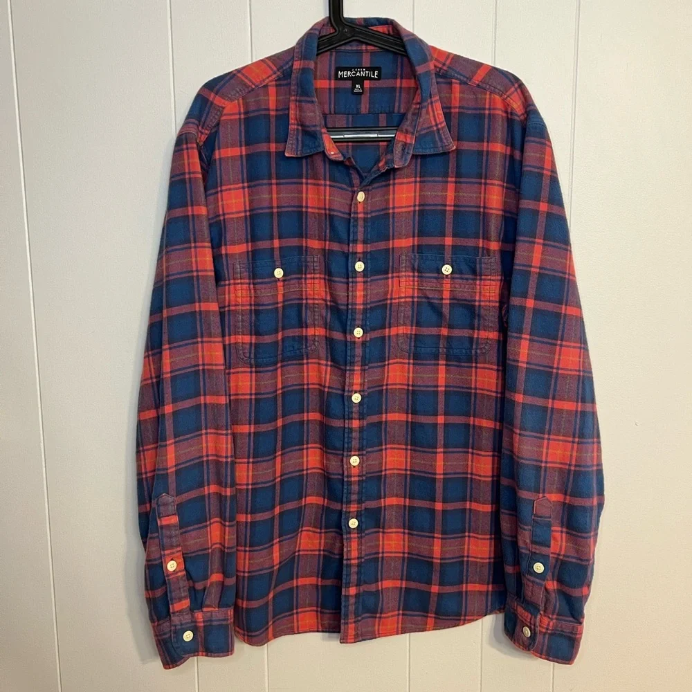 J. Crew Mercantile‎ red and blue plaid flannel size XL