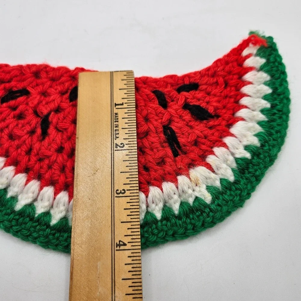 Vintage Handmade Crochet Watermelon Slice Hot Pad Pot Holder Trivet Grannycore‎