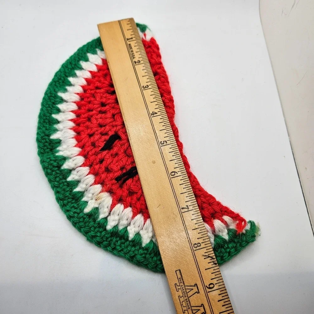 Vintage Handmade Crochet Watermelon Slice Hot Pad Pot Holder Trivet Grannycore‎